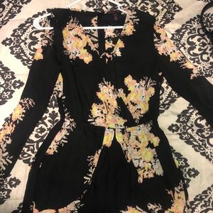 Black and pink floral short jumpsuit